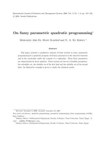 On fuzzy parametric quadratic programming ∗ Mohamed Abd El–Hady Kassem