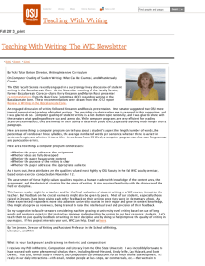 Teaching With Writing Teaching With Writing: The WIC Newsletter Fall 2013_print