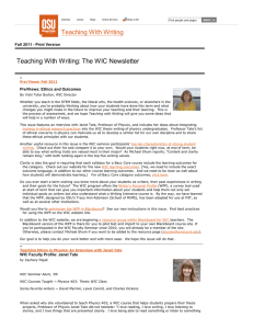 Teaching With Writing Teaching With Writing: The WIC Newsletter