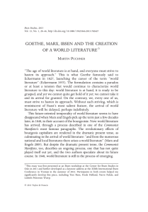 GOETHE, MARX, IBSEN AND THE CREATION OF A WORLD LITERATURE M P