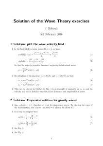 Solution of the Wave Theory exercises J. Rabault 5th February 2016