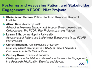 Fostering and Assessing Patient and Stakeholder Engagement in PCORI Pilot Projects