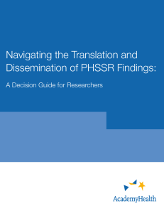 Navigating the Translation and Dissemination of PHSSR Findings:
