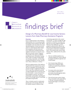 findings brief Design of a Pharmacy Benefit for Low-Income Seniors: September 2002