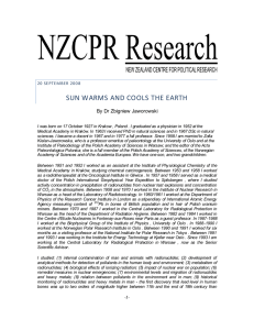 SUN WARMS AND COOLS THE EARTH By Dr Zbigniew Jaworowski