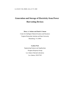 Generation and Storage of Electricity from Power Harvesting Devices