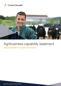 Agribusiness capability statement Sowing the seeds for a stronger financial future