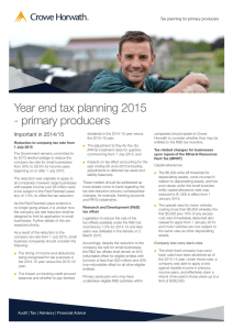 Important in 2014/15 Tax planning for primary producers