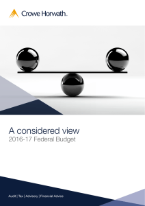 A considered view  2016-17 Federal Budget
