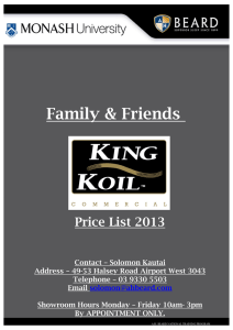 Family &amp; Friends Price List 2013