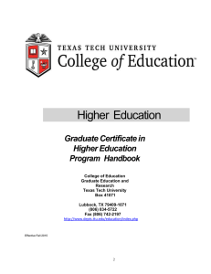 Higher Education Graduate Certificate in Program  Handbook