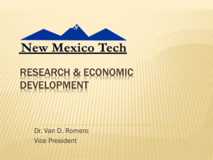 RESEARCH &amp; ECONOMIC DEVELOPMENT Dr. Van D. Romero Vice President