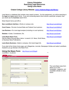 Library Orientation Searching Legal Resources Using Lexis Nexis