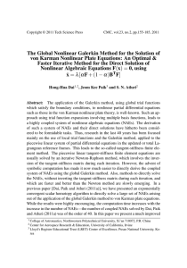 The Global Nonlinear Galerkin Method for the Solution of