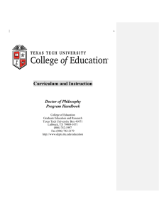 Curriculum and Instruction Doctor of Philosophy Program Handbook