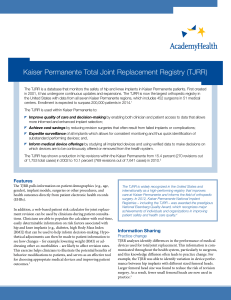 Kaiser Permanente Total Joint Replacement Registry (TJRR)