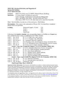 PHYS 305, Advanced Electricity and Magnetism II  Spring 2012 Syllabus
