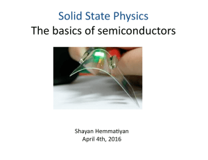 Solid	State	Physics The	basics	of	semiconductors Shayan	Hemma7yan April	4th,	2016