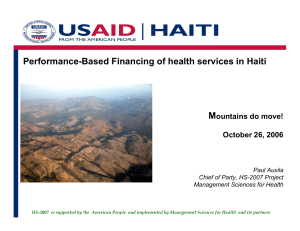 Performance-Based Financing of health services in Haiti M ountains do move!