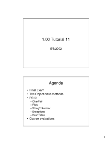 1.00 Tutorial 11 Agenda 5/6/2002 • Final Exam