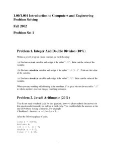 1.00/1.001 Introduction to Computers and Engineering Problem Solving Fall 2002 Problem Set 1