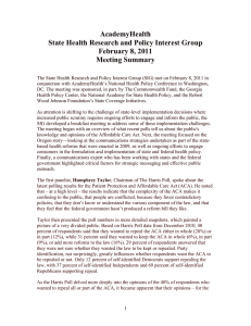 AcademyHealth State Health Research and Policy Interest Group February 8, 2011 Meeting Summary