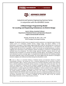 Industrial and Systems Engineering Seminar Series  A Mixed Integer Programming Model
