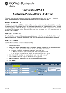 How to use APA-FT Australian Public Affairs - Full Text