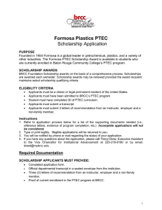 Scholarship Application Formosa Plastics PTEC