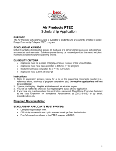 Scholarship Application Air Products PTEC PURPOSE