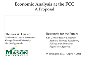 Economic Analysis at the FCC A Proposal Resources for the Future