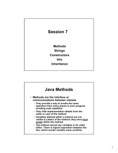 Session 7 Java Methods Methods Strings