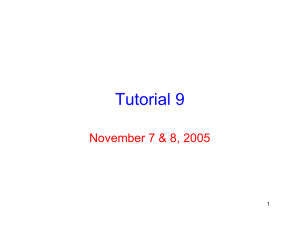 Tutorial 9 November 7 &amp; 8, 2005 1