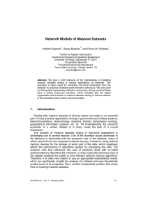 Network Models of Massive Datasets Vladimir Boginski , Sergiy Butenko