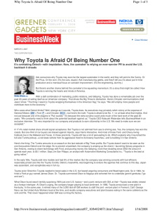 Why Toyota Is Afraid Of Being Number One