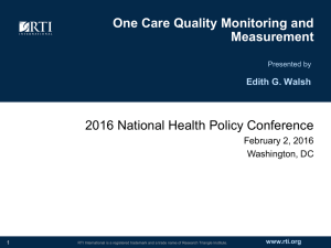 One Care Quality Monitoring and Measurement 2016 National Health Policy Conference
