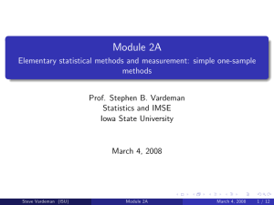 Module 2A Elementary statistical methods and measurement: simple one-sample methods