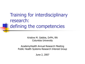 Training for interdisciplinary research: defining the competencies