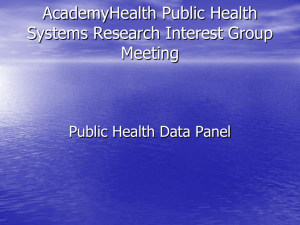 AcademyHealth Public Health Systems Research Interest Group Meeting Public Health Data Panel