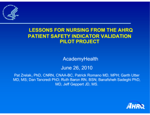 LESSONS FOR NURSING FROM THE LESSONS FOR NURSING FROM THE AHRQ AHRQ