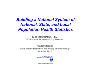Building a National System of National, State, and Local Population Health Statistics