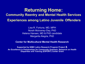 Returning Home: Community Reentry and Mental Health Services