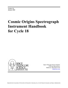 Cosmic Origins Spectrograph Instrument Handbook for Cycle 18 Space Telescope Science Institute