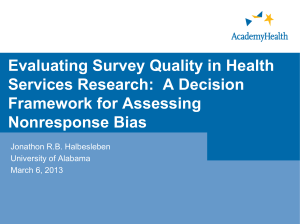 Evaluating Survey Quality in Health Services Research:  A Decision Nonresponse Bias