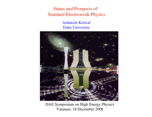 Status and Prospects of Standard Electroweak Physics Varanasi, 18 December 2008