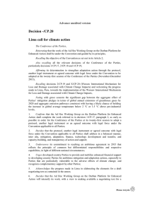 Decision -/CP.20 Lima call for climate action Advance unedited version