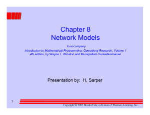 Chapter 8 Network Models Presentation by:  H. Sarper ©