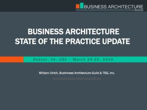 BUSINESS ARCHITECTURE STATE OF THE PRACTICE UPDATE
