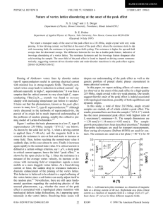 Nature of vortex lattice disordering at the onset of the... * X. S. Ling and J. E. Berger