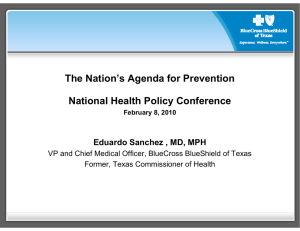 The Nation’s Agenda for Prevention National Health Policy Conference